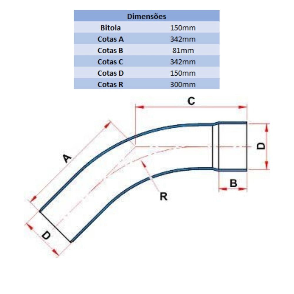 CURVA LF 45° 150MM PB - TIGRE (PC)