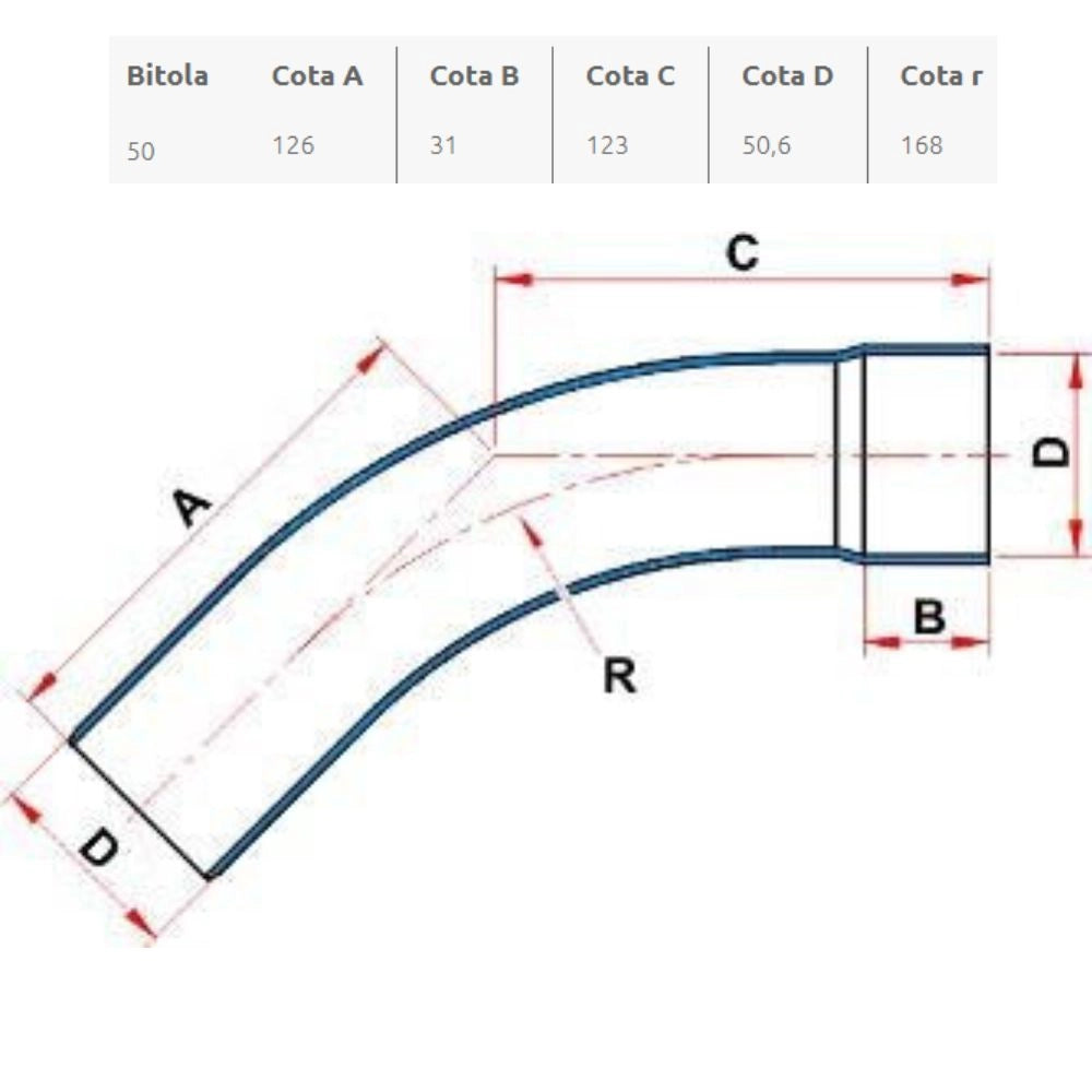 CURVA LF 45° 50MM PB - TIGRE (PC)