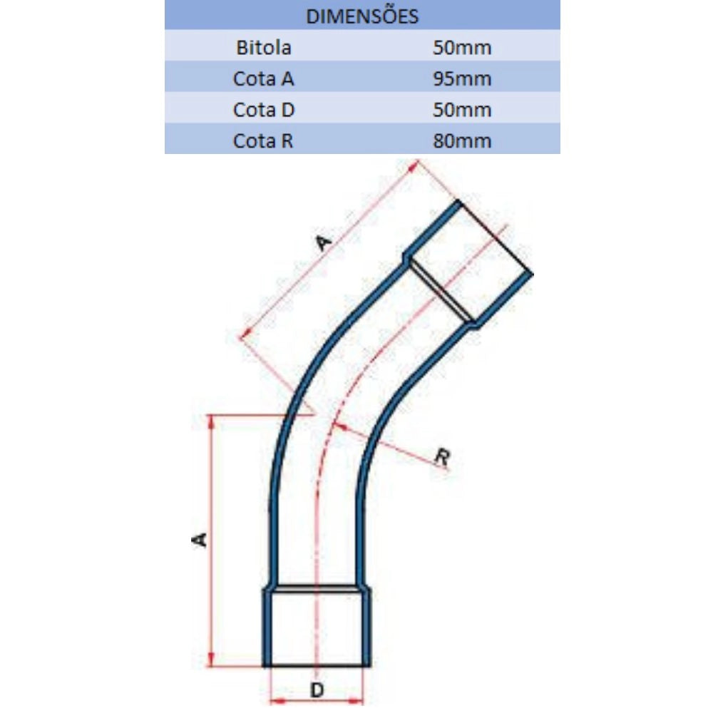 CURVA SD 45° 50MM - TIGRE (PC)