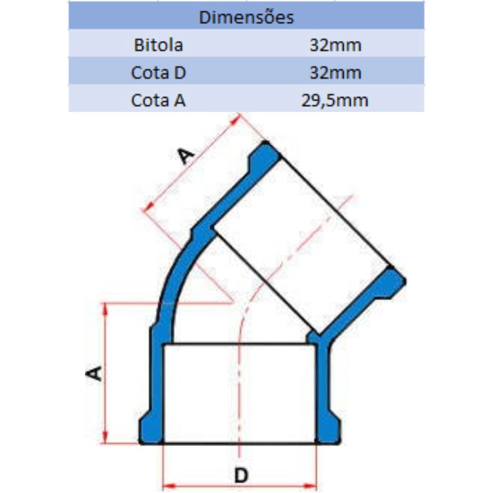 JOELHO AGRO 45º 32MM - TIGRE (PC)
