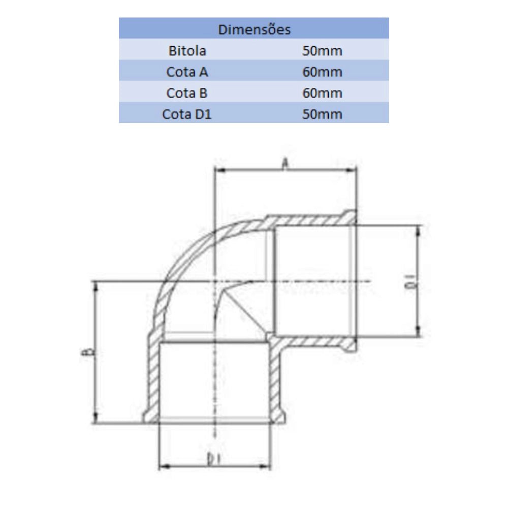 JOELHO LF 90° 50MM - VIQUA (PC)
