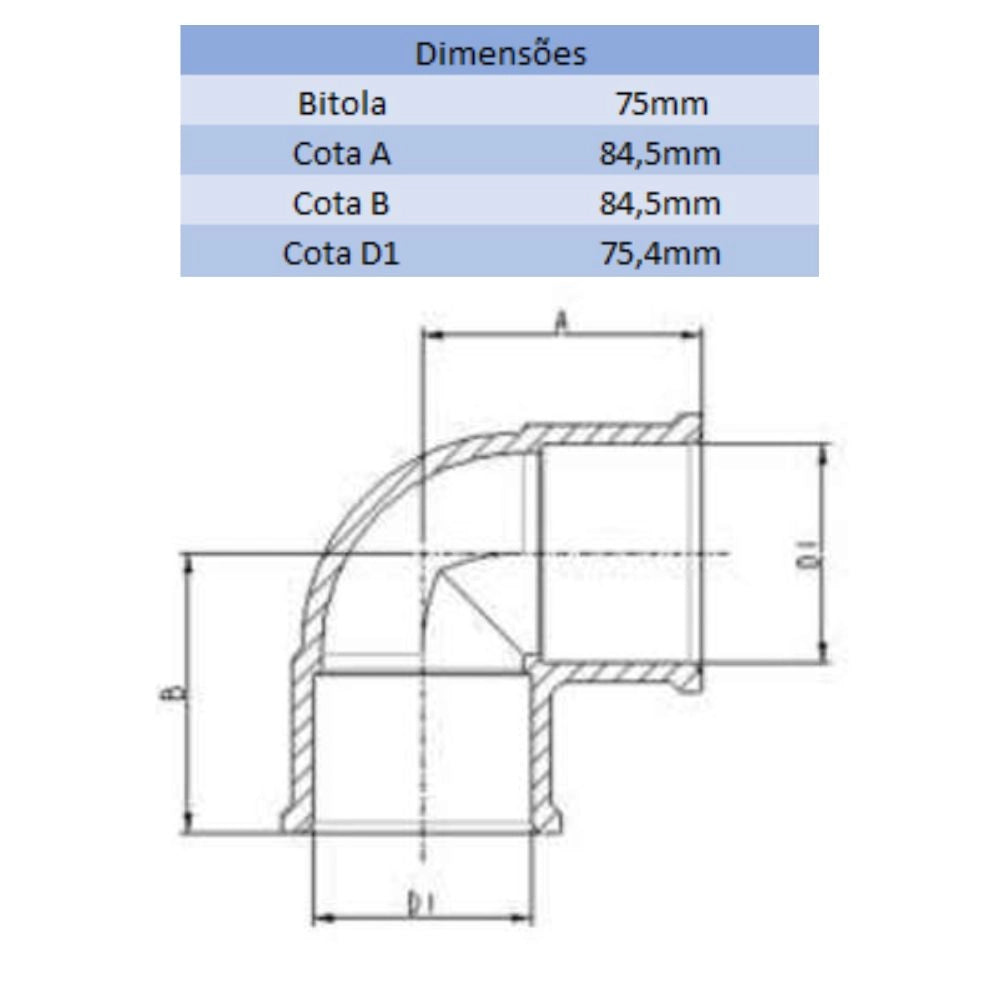 JOELHO LF 90° 75MM - VIQUA (PC)