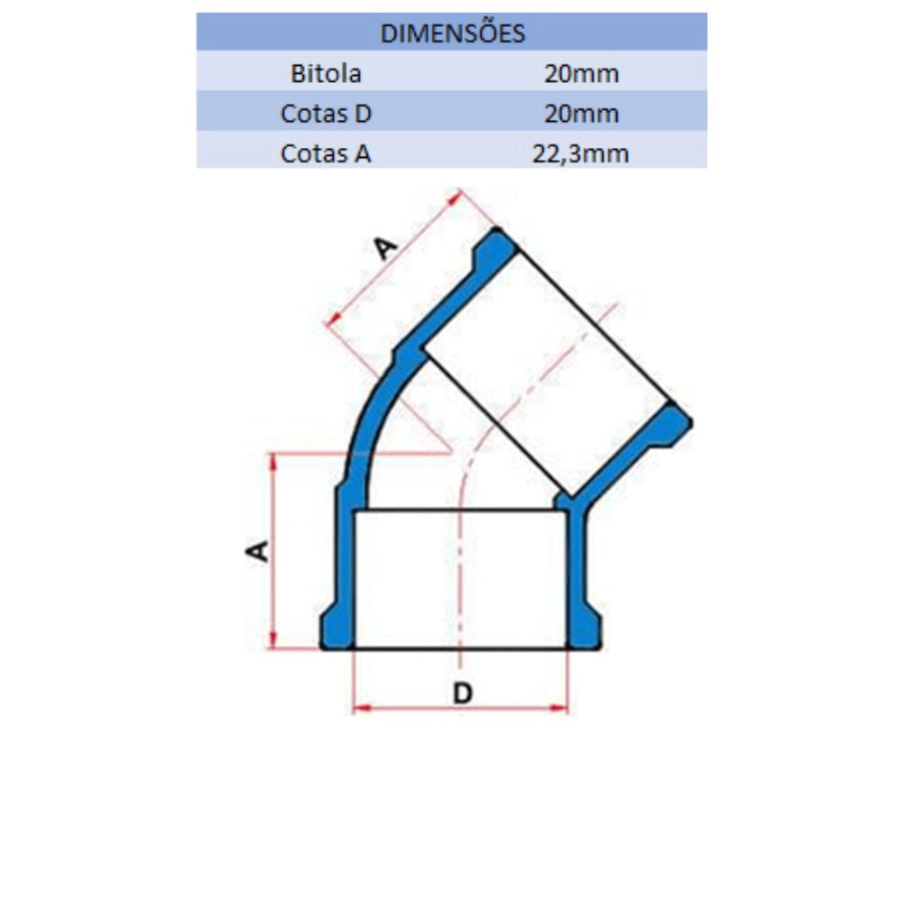 JOELHO SD 45° 20MM - TIGRE (PC)