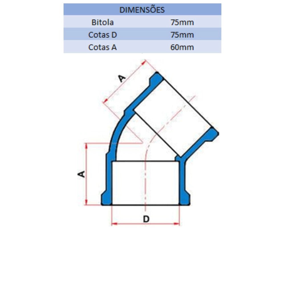 JOELHO SD 45° 75MM - TIGRE (PC)