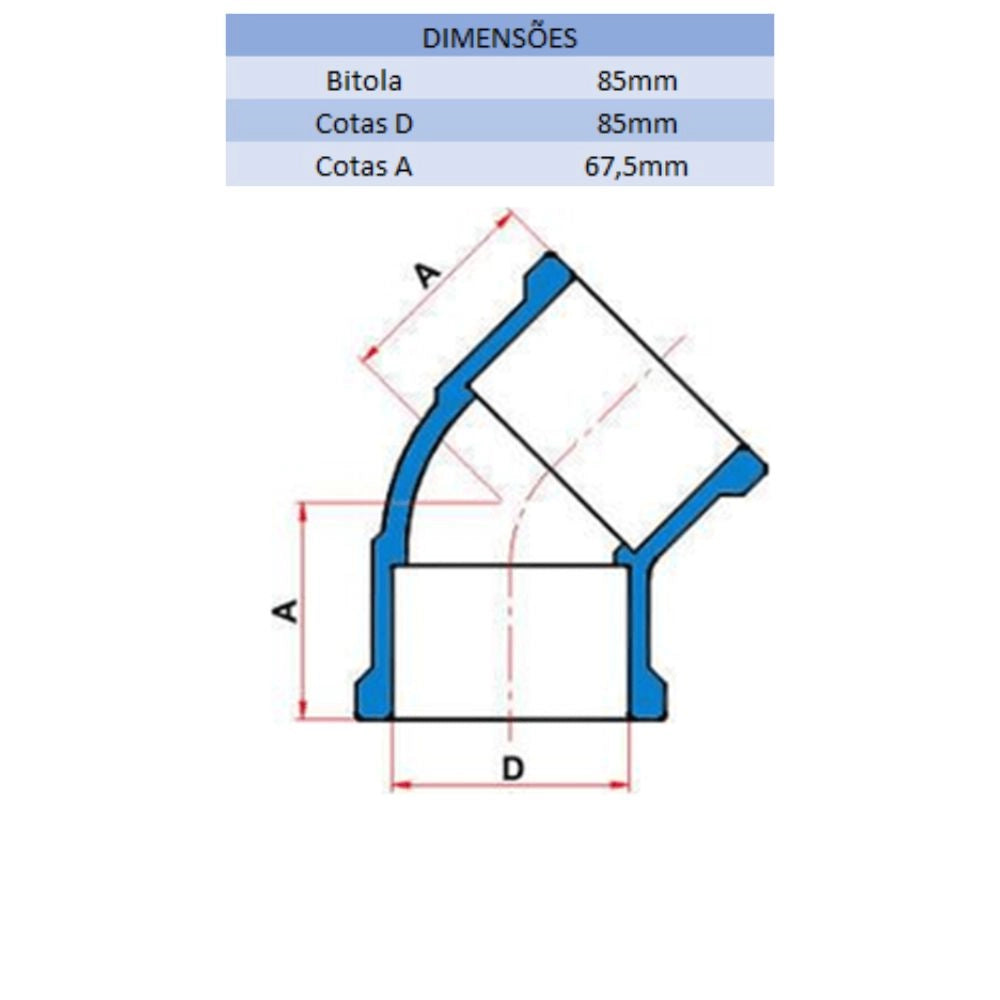 JOELHO SD 45° 85MM - TIGRE (PC)