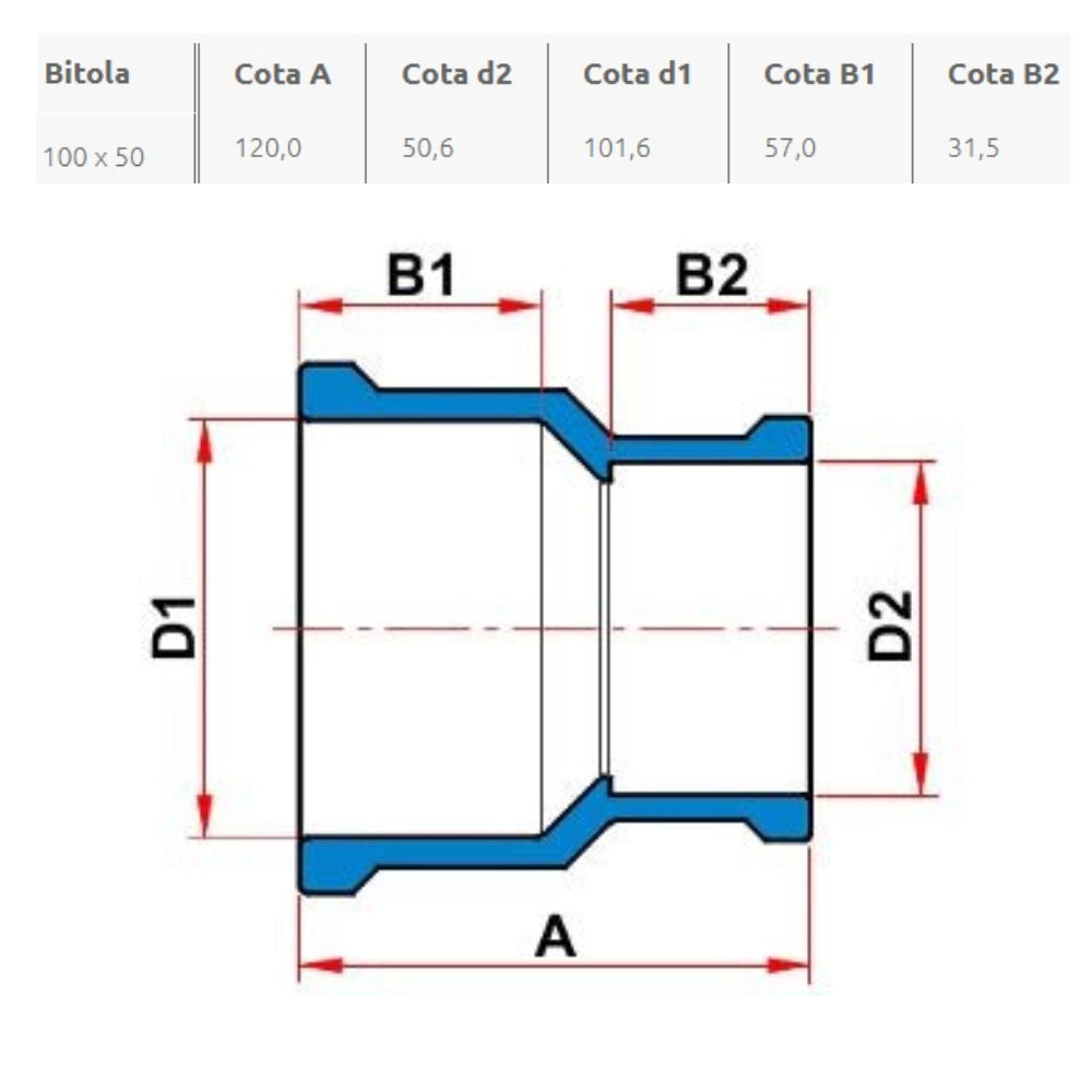 LUVA DE REDUÇÃO LF 100MM X 50MM - TIGRE (PC)