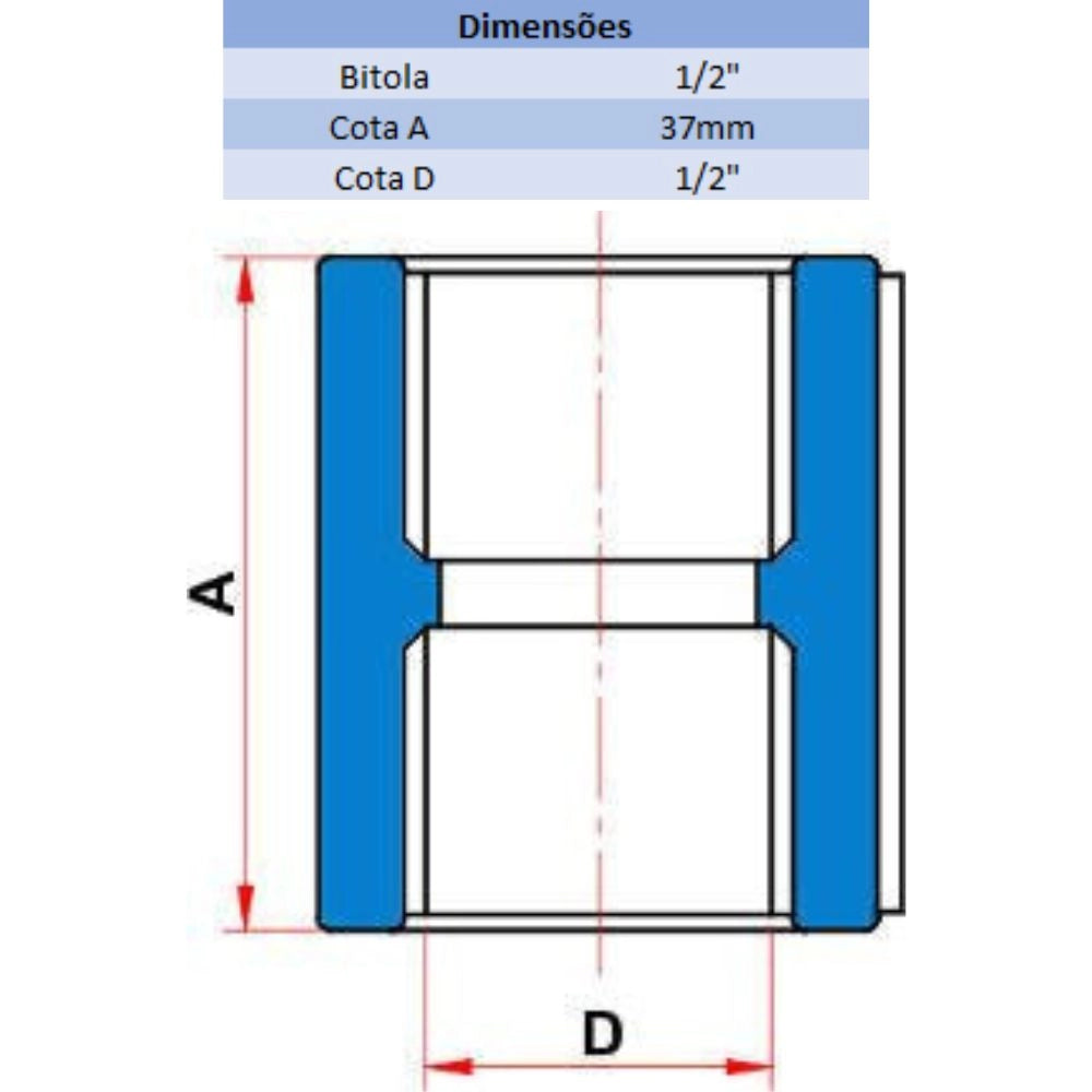 LUVA BR 1/2" - TIGRE (PC)
