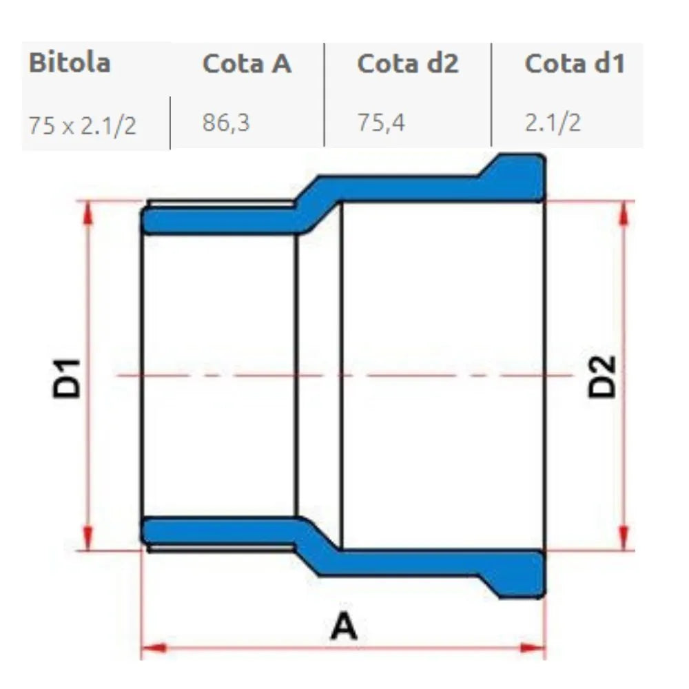 ADAPTADOR LF 75MM X 2.1/2" - TIGRE (PC)