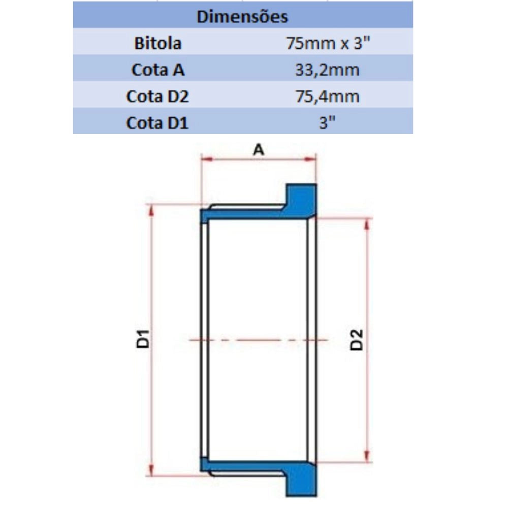 ADAPTADOR LF 75MM X 3" - TIGRE (PC)