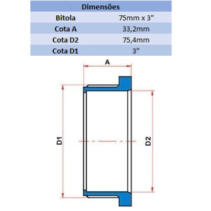 ADAPTADOR LF 75MM X 3" - TIGRE (PC)