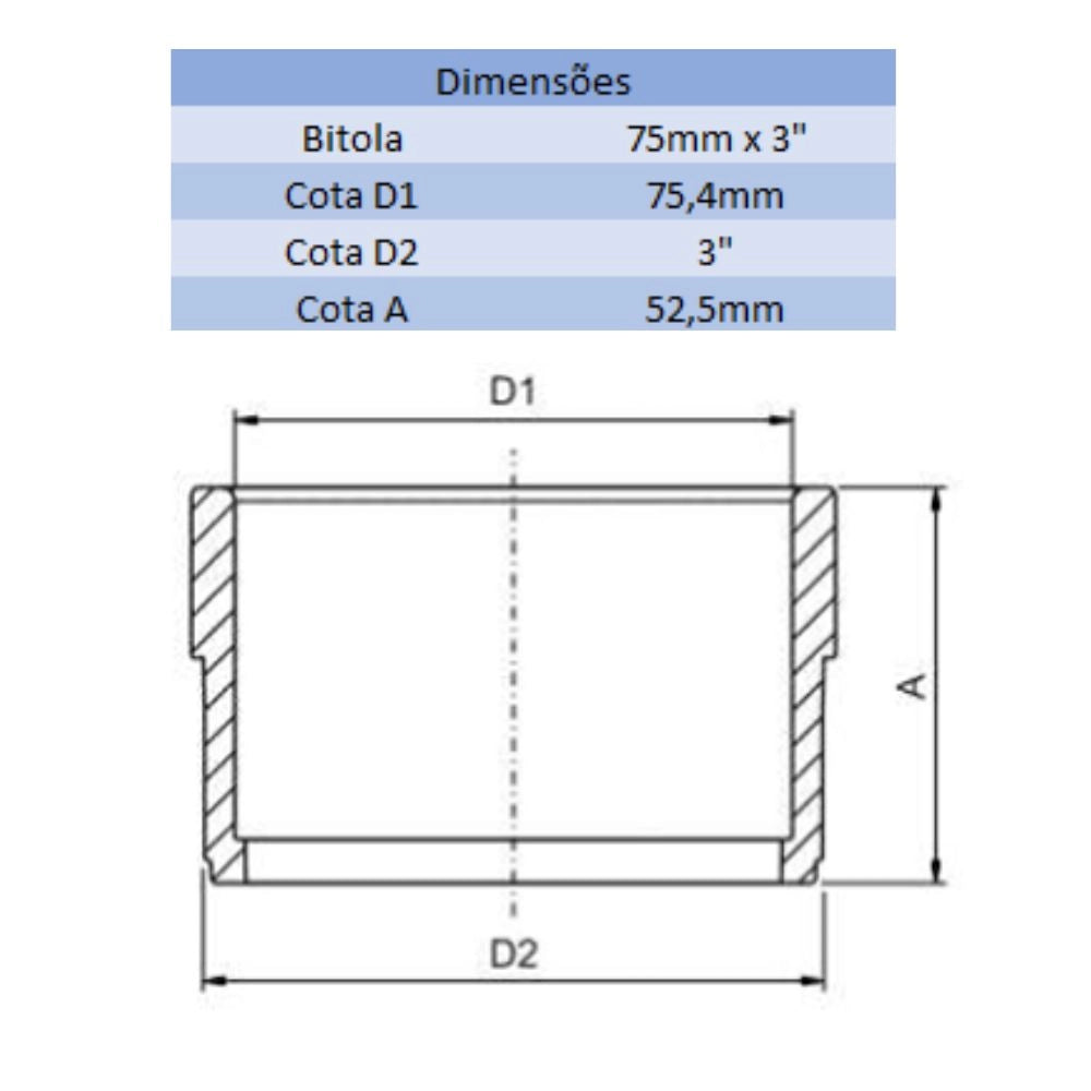 ADAPTADOR LF 75MM X 3" - VIQUA (PC)