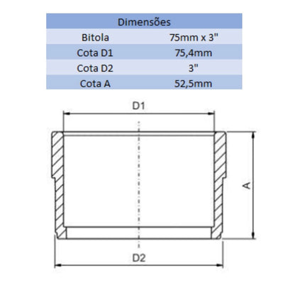 ADAPTADOR LF 75MM X 3" - VIQUA (PC)