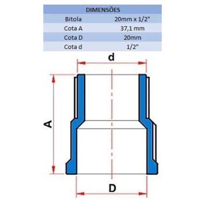 ADAPTADOR SD 20MM X 1/2'' - TIGRE (PC)