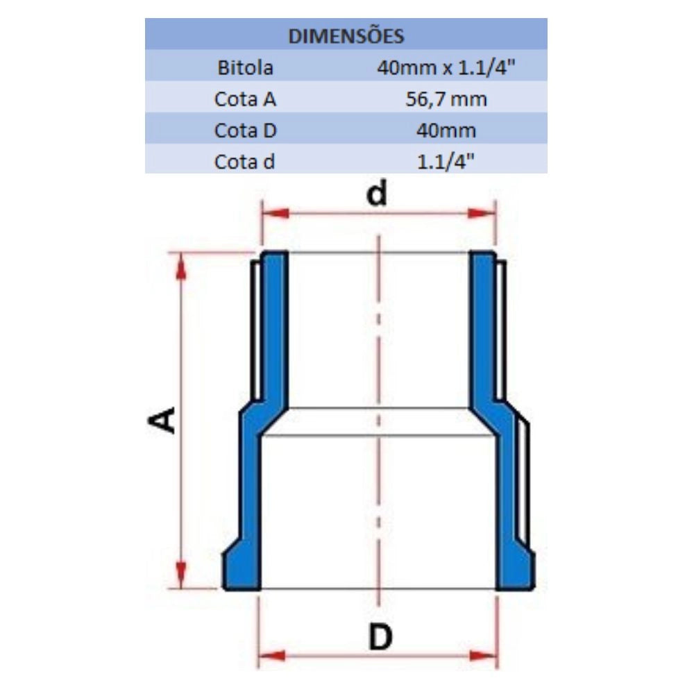 ADAPTADOR SD 40MM X 1 1/4'' - TIGRE (PC)