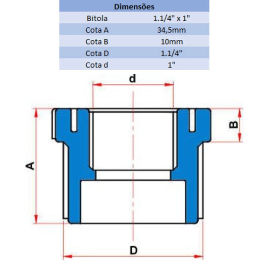 BUCHA DE REDUÇÃO BR 1 1/4'' X 1'' - TIGRE (PC)