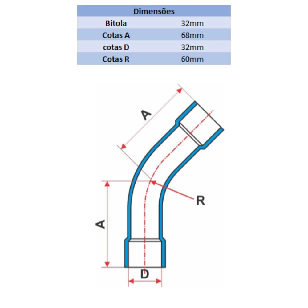 CURVA AGRO 45° 32MM - TIGRE (PC)