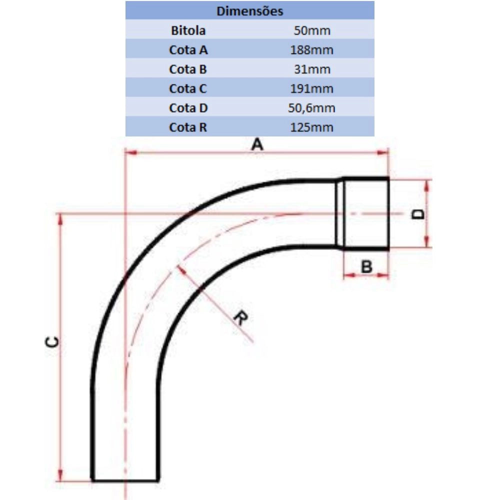 CURVA LF 90° 50MM PB - TIGRE (PC)