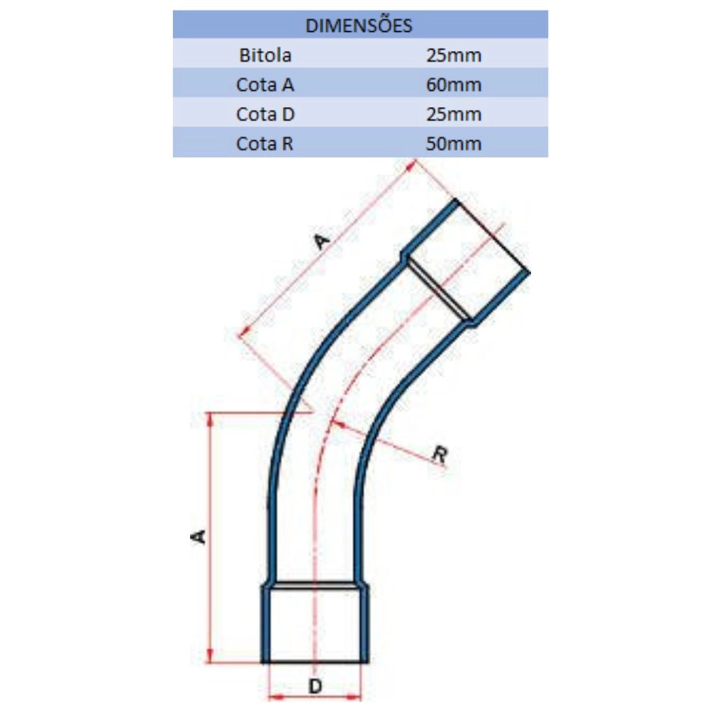 CURVA SD 45° 25MM - TIGRE (PC)