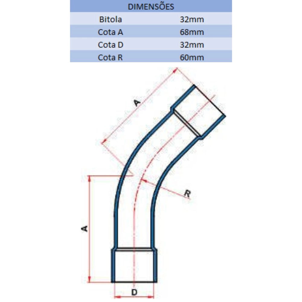 CURVA SD 45° 32MM - TIGRE (PC)