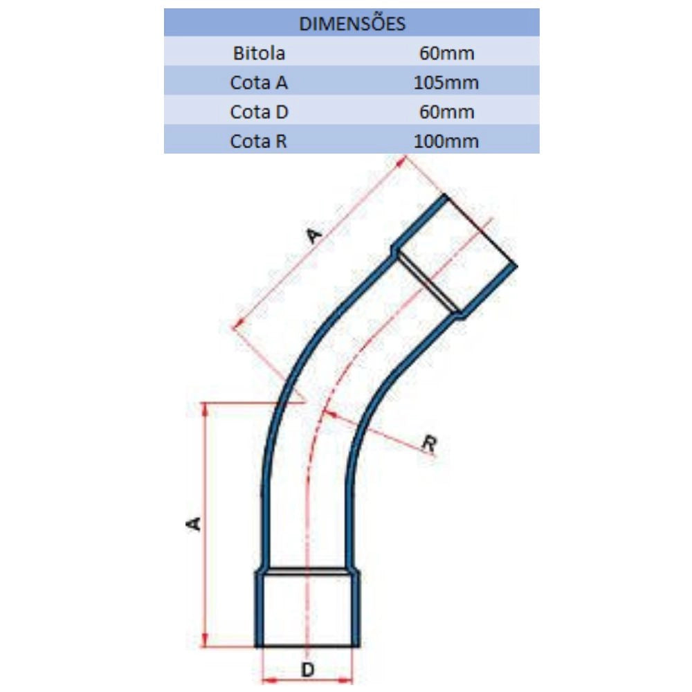 CURVA SD 45° 60MM - TIGRE (PC)
