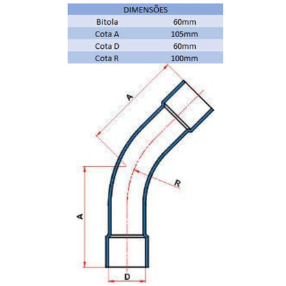 CURVA SD 45° 60MM - TIGRE (PC)