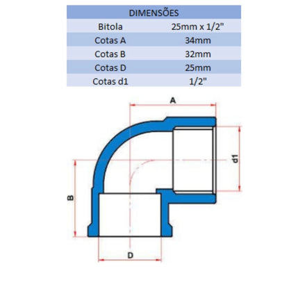 JOELHO SR 90° 25MM X 1/2'' - TIGRE (PC)