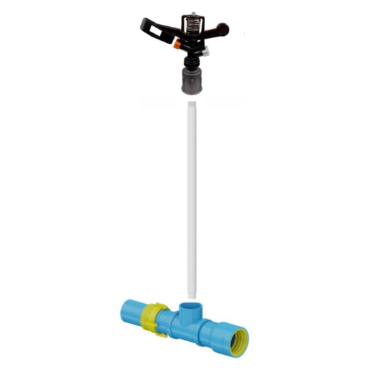 KIT DE IRRIGAÇÃO ASPERSOR NY 25 3/4" BOCAL LARANJA E CINZA + SUBIDA DE ASPERSOR 0,5 METROS + SAÍDA P/ ASPERSOR 2" X 3/4