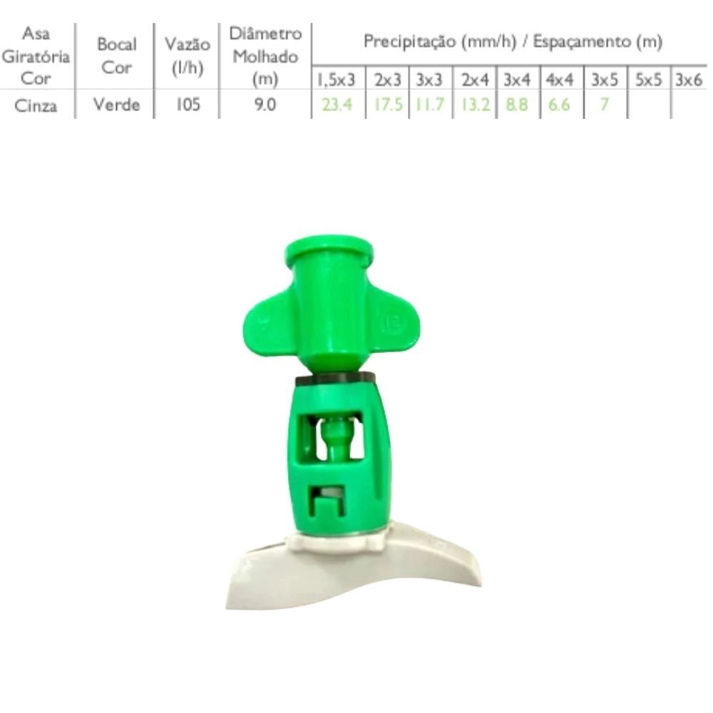 MICRO ASPERSOR GREEN SPIN BOCAL VERDE 105 L/H KIT C/ 50 UNIDADES -NDJ