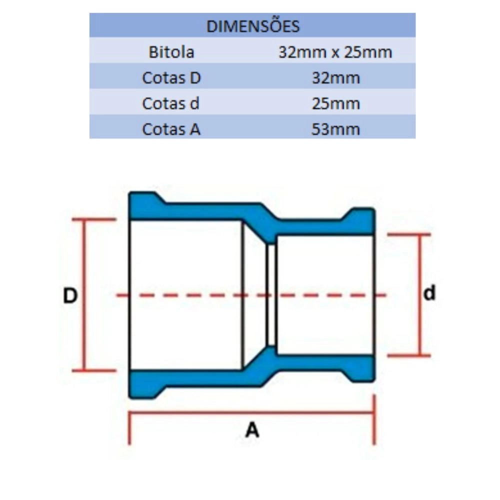 LUVA DE REDUÇÃO SD 32MM X 25MM - TIGRE (PC)