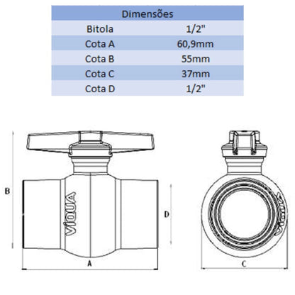 REGISTRO DE PVC 1/2" - VIQUA (PC)