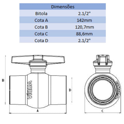 REGISTRO DE PVC 2.1/2'' - VIQUA (PC)