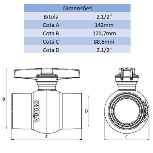 REGISTRO DE PVC 2.1/2'' - VIQUA (PC)