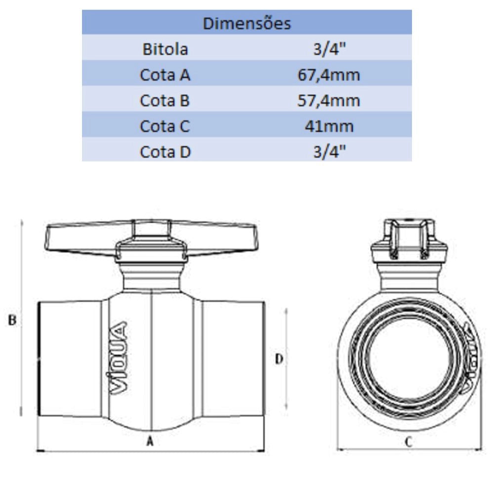 REGISTRO DE PVC 3/4'' - VIQUA (PC)