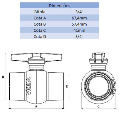 REGISTRO DE PVC 3/4'' - VIQUA (PC)