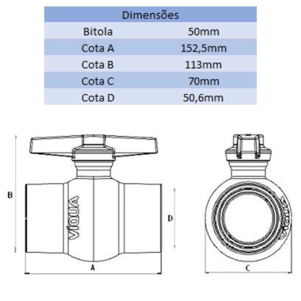 REGISTRO DE PVC 50MM - VIQUA (PC)