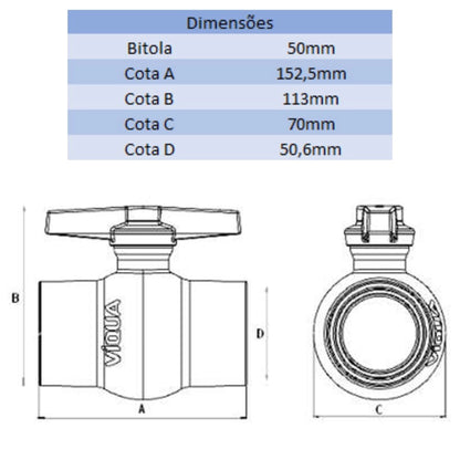 REGISTRO DE PVC 50MM - VIQUA (PC)