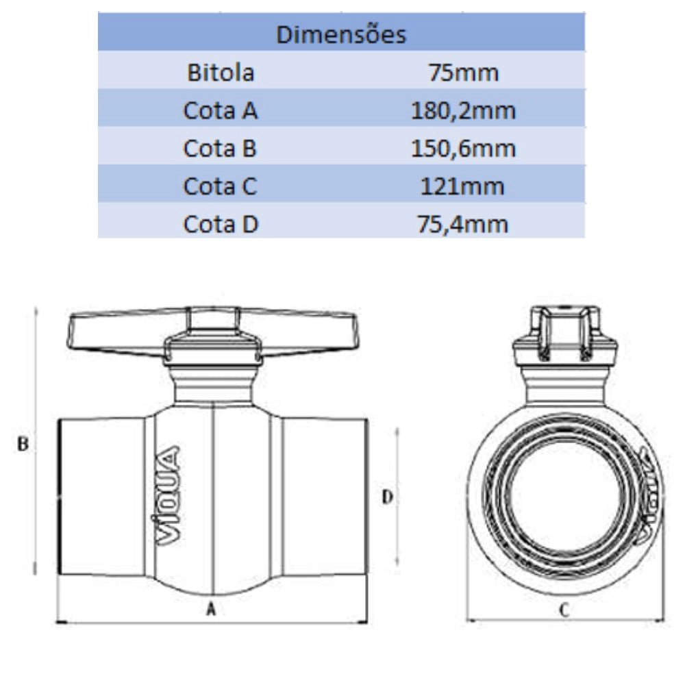 REGISTRO DE PVC 75MM - VIQUA (PC)