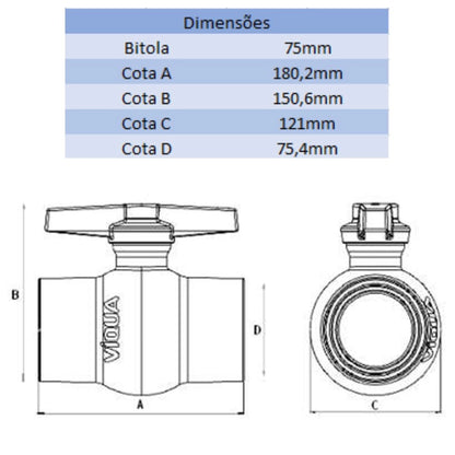 REGISTRO DE PVC 75MM - VIQUA (PC)