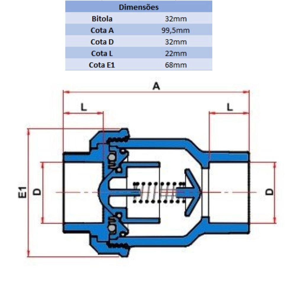 VÁLVULA DE RETENÇÃO PVC 32MM - TIGRE (PC)
