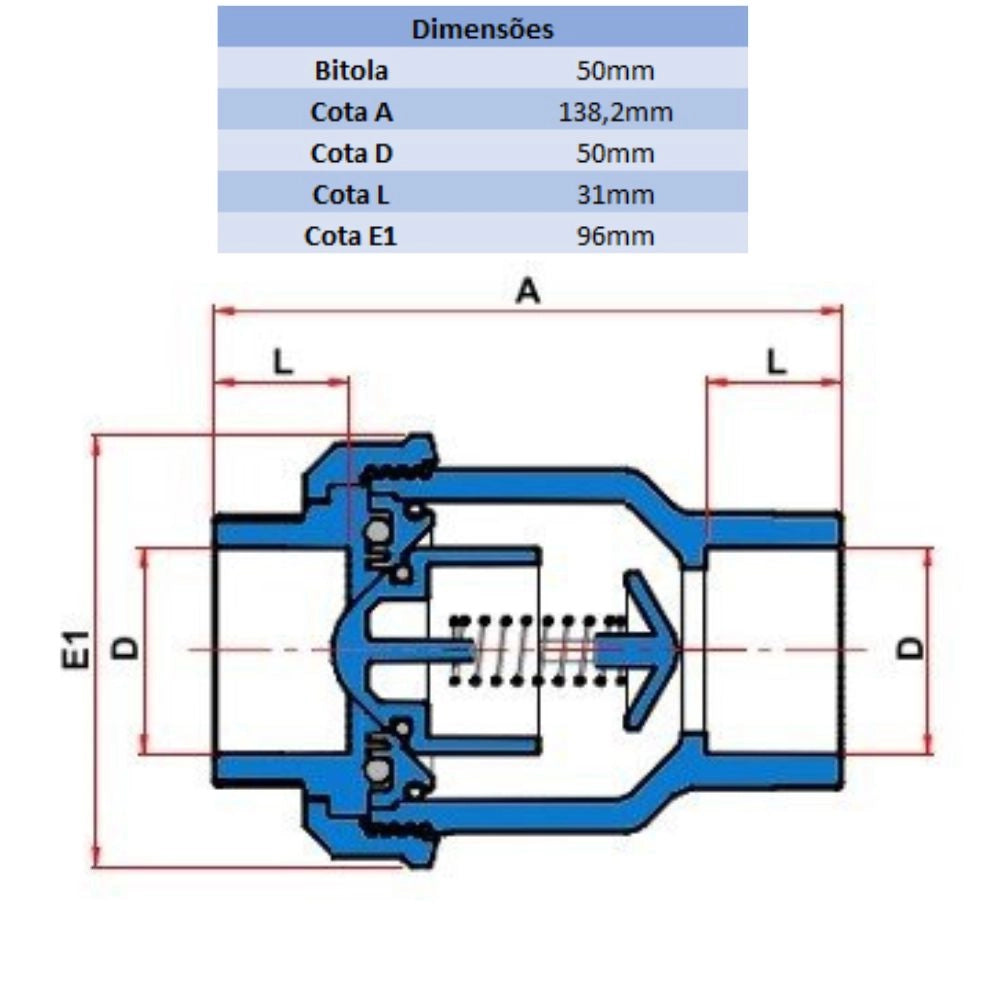 VÁLVULA DE RETENÇÃO PVC 50MM - TIGRE (PC)